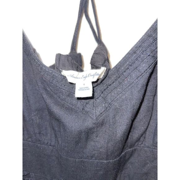American Eagle Outfitters Black Spaghetti Strap Prairie Dress Women's Size 4 - Picture 2 of 3